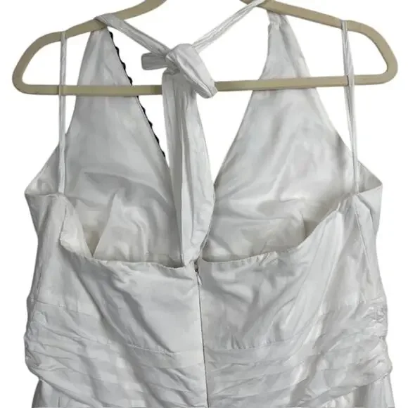 Robbie Bee, White Halter Dress/Black Embroidery, Backless - Picture 4 of 6